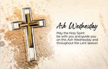 an ash wednesday greeting card with a gold cross