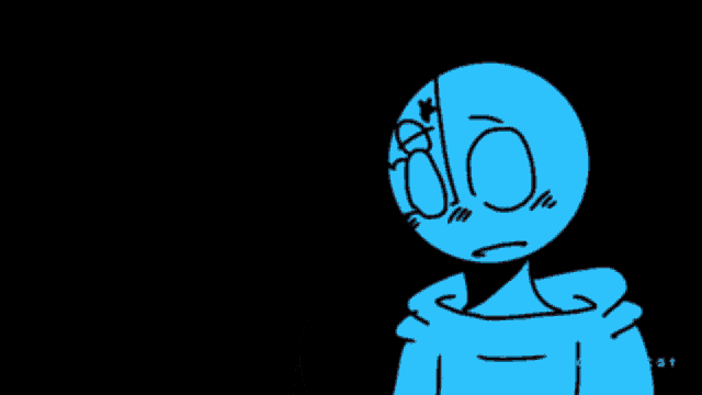 a drawing of a red and blue cartoon character with the word markai cat at the bottom right