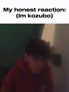 a picture of a person with the words `` my honest reaction : ( im kozubo ) '' written on it