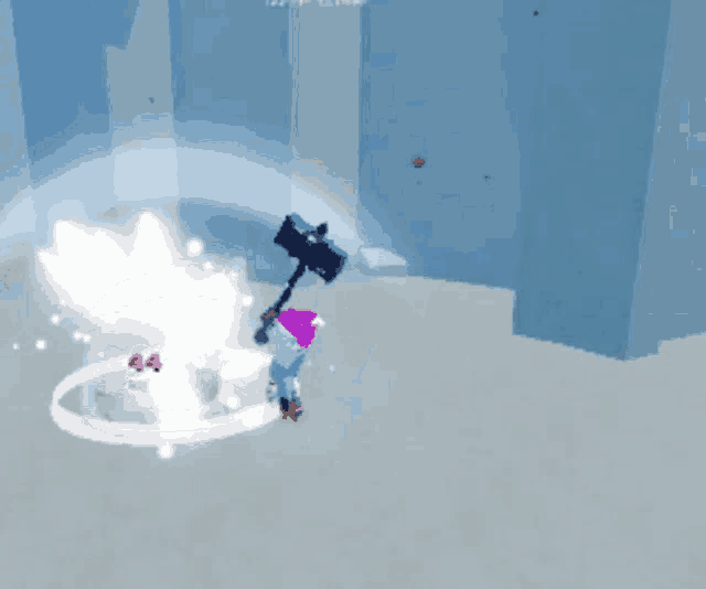 a person holding a hammer in a video game with the number 44 visible