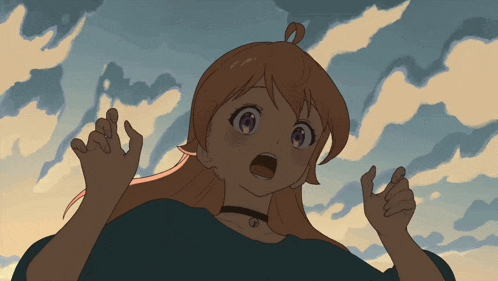 a cartoon of a girl with a choker on her neck