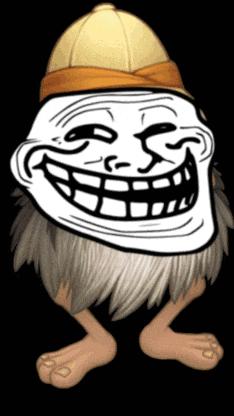 a cartoon troll with a beard and a hat on