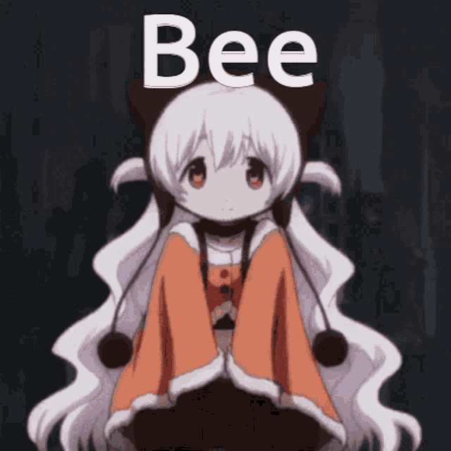 a picture of a girl with the word bee on her head