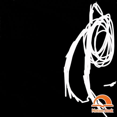 a drawing of a person with a motion book logo