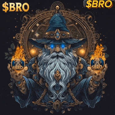a picture of a wizard with a coin that says $bro