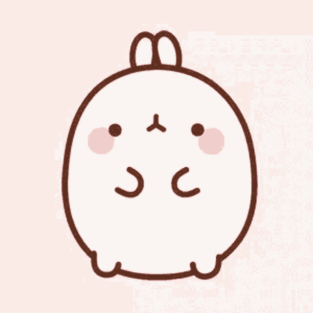 a cartoon of a white rabbit with pink stars around its head .