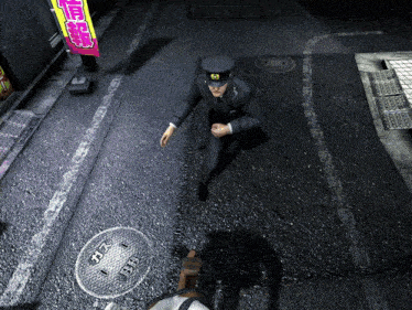 a manhole cover with the number 13 on it is next to a police officer