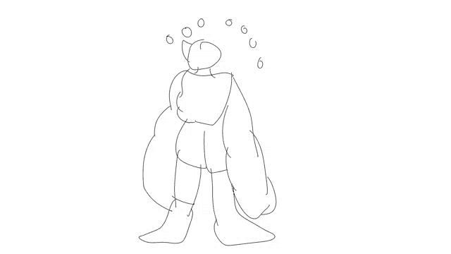 a black and white drawing of a superhero with bubbles coming out of his head