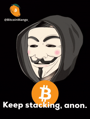 a drawing of a man wearing a hooded mask with the words keep stacking anon