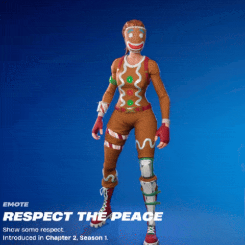 a gingerbread man in a video game with the words respect the peace