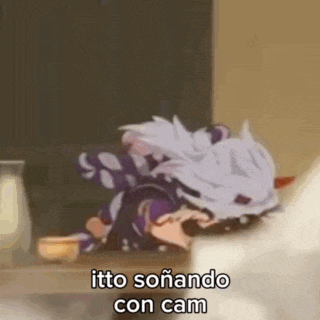 a cartoon character is laying on a table with a bowl of food and says `` itto soñando con cam '' .