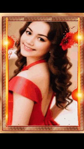 a picture of a woman in a red dress