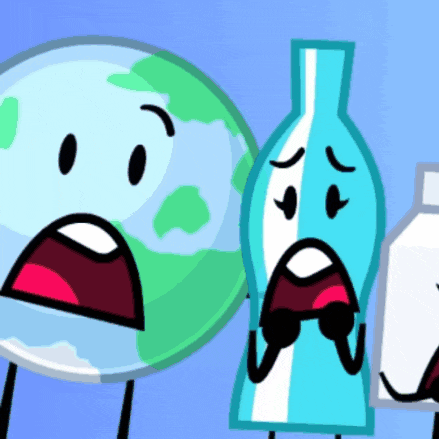 a cartoon of a globe and a bottle with faces