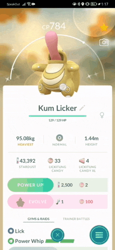 a screenshot of a pokemon game with kum licker