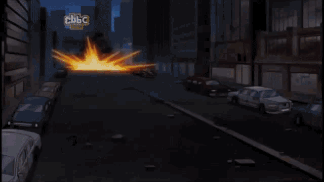 a cartoon of a person riding a motorcycle with a fire trail coming out of it .