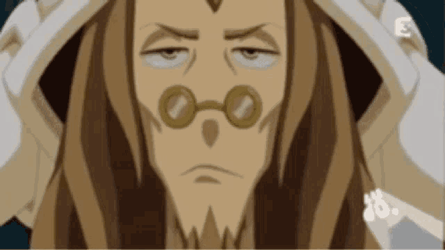 a close up of a cartoon character with glasses on his nose
