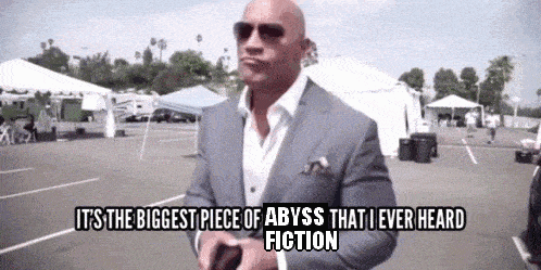a man in a suit and sunglasses says it 's the biggest piece of abyss that ever heard fiction