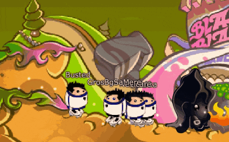 a cartoon of a group of people with the name busted