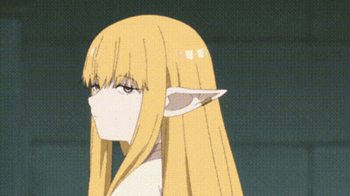 a cartoon girl with long blonde hair and elf ears