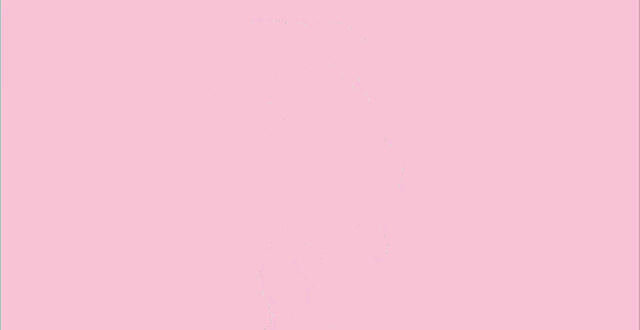 a group of anime girls are standing in a row on a pink background