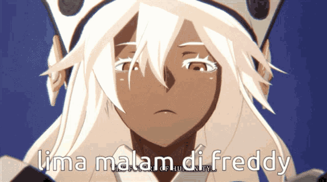 a picture of a girl with the words lima malam di freddy written below her