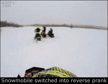 Prank Snowmobile GIF - Prank Snowmobile Reverse GIFs