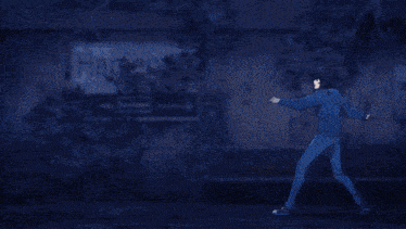 a man with a sword is fighting a monster