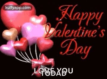 a bunch of balloons in the shape of hearts are flying in the air .