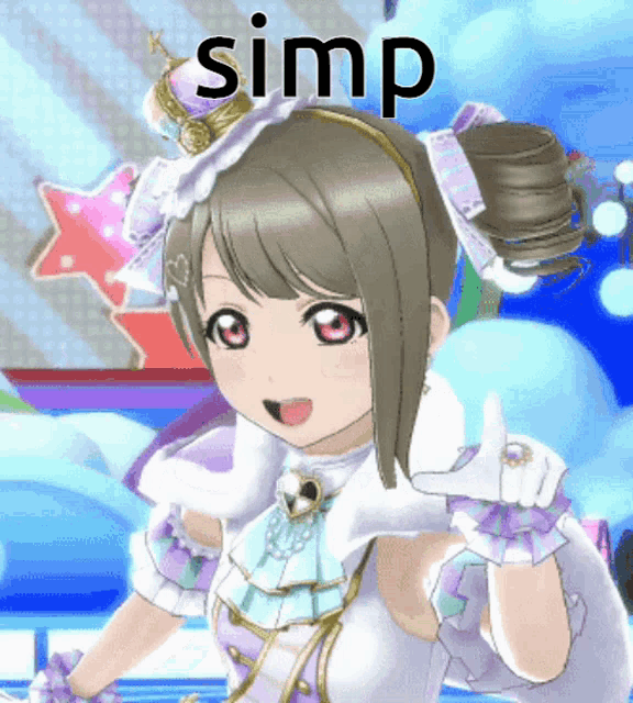 a picture of a girl with the word simp written on it