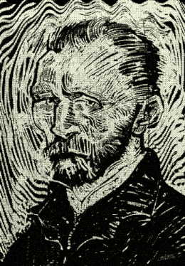 a black and white drawing of a man with a beard and mustache .