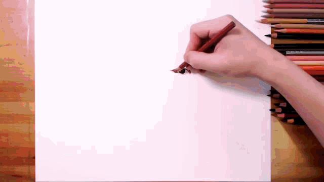 a person drawing on a piece of paper with colored pencils