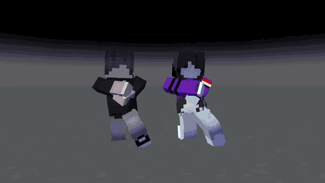 a boy and a girl are holding hands in a minecraft game