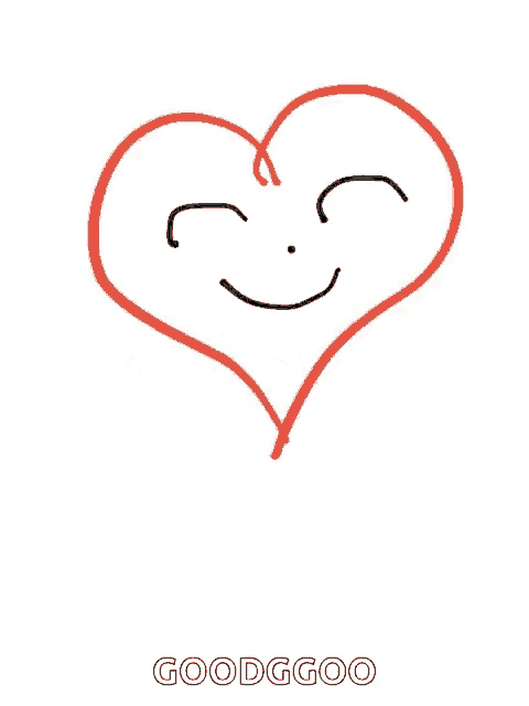 a drawing of a heart with a smiley face on it .