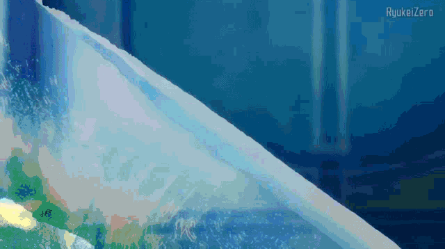 a pixelated image of a waterfall with the words ryukezero on the bottom right