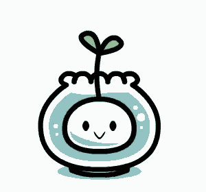 a cartoon character with a plant growing out of it 's head