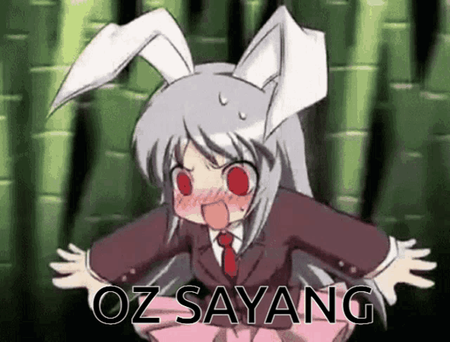 a cartoon girl with bunny ears and the words oz sayang below her