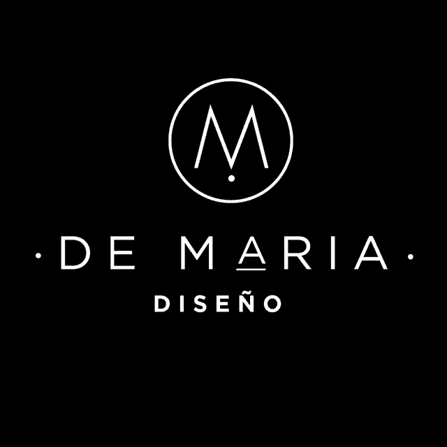 a black and white logo for de maria design
