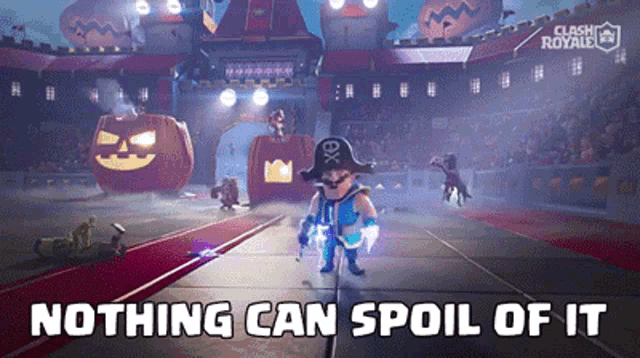 an advertisement for clash royale shows a man in a pirate outfit