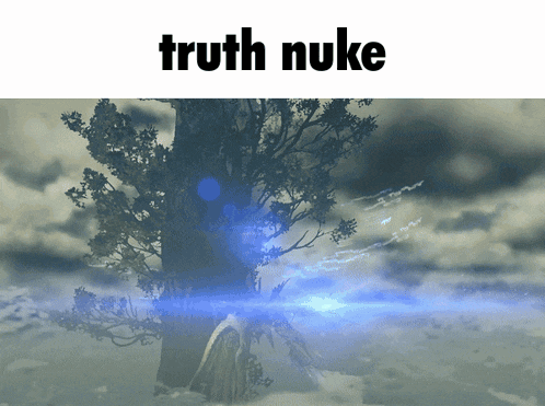 a picture of a tree with the words " truth nuke " below it