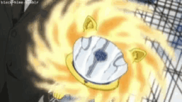 a cartoon drawing of a clock with a swirl of flames around it .