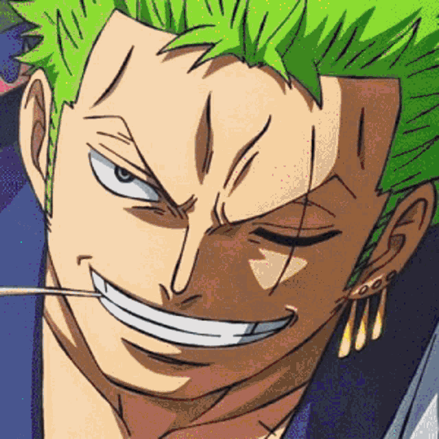 a close up of a man 's face with a sword in his mouth .