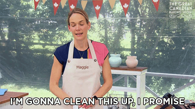 Im Gonna Clean This Up I Promise The Great Canadian Baking Show GIF - Im Gonna Clean This Up I Promise The Great Canadian Baking Show Gcbs GIFs