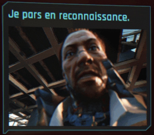 a screenshot of a video game with the words je pars en reconnaissance