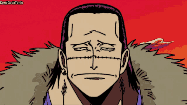 a drawing of a man with stitches in his face and the name denisgodxtanio on the bottom right