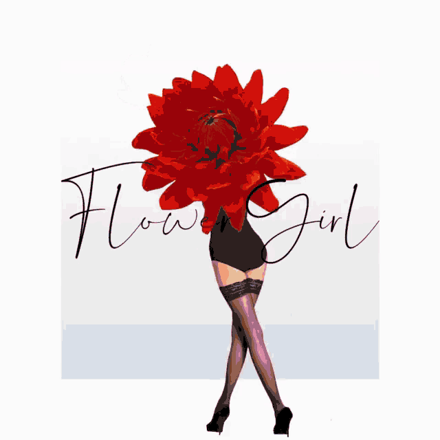 a woman 's legs are visible behind a yellow flower with the word flower girl written below it