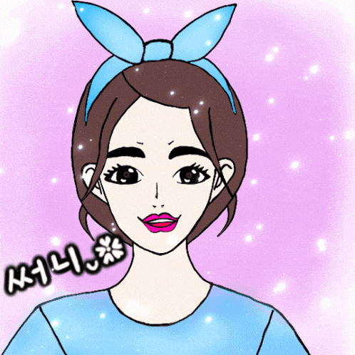 a cartoon drawing of a girl with a bow in her hair and a watch on her wrist