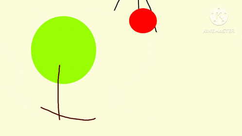 a drawing of a green circle and an orange circle