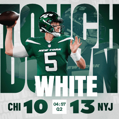 a poster for the new york jets shows a man throwing a football