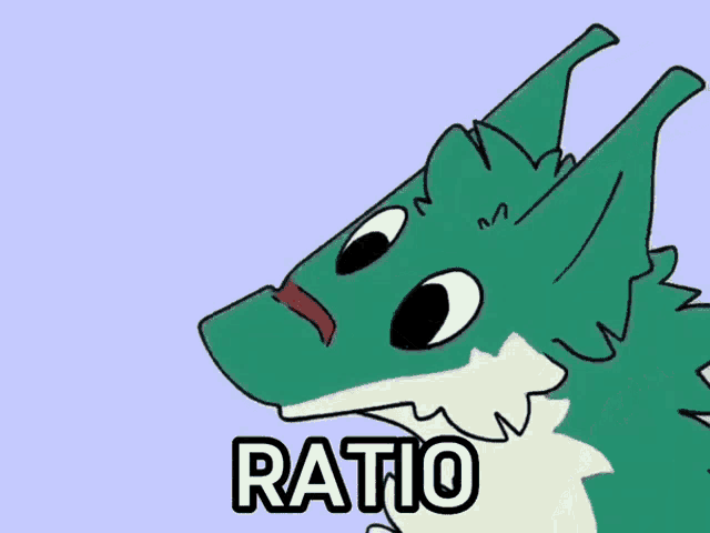 a cartoon of a dragon licking another dragon 's nose with the word ratio written on the bottom