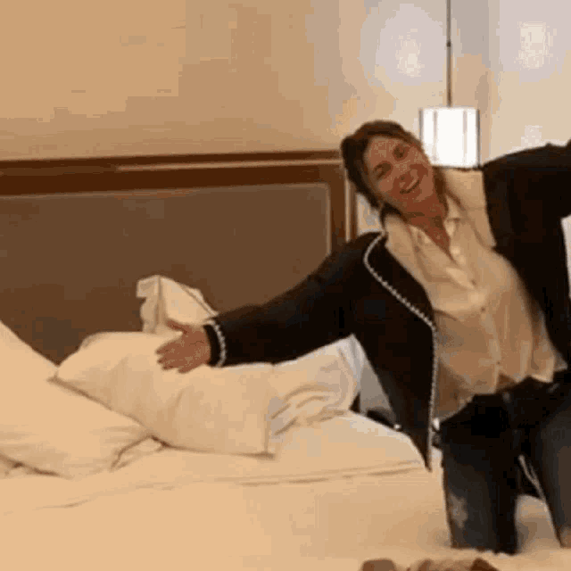 Laying Down On The Bed Jump On The Bed GIF - Laying Down On The Bed Jump On The Bed Bed GIFs
